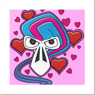 Love Struck Skull Valentines Day Cartoon Posters and Art